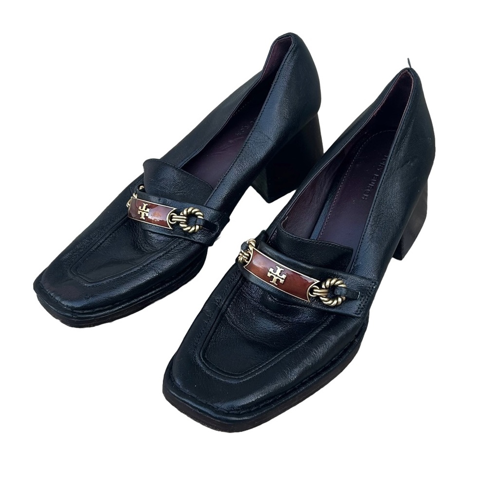 Tory Burch Black Heels with Gold Accent